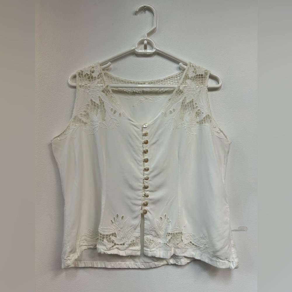 Ivory ‘Vintage Fabric’ sleeveless top